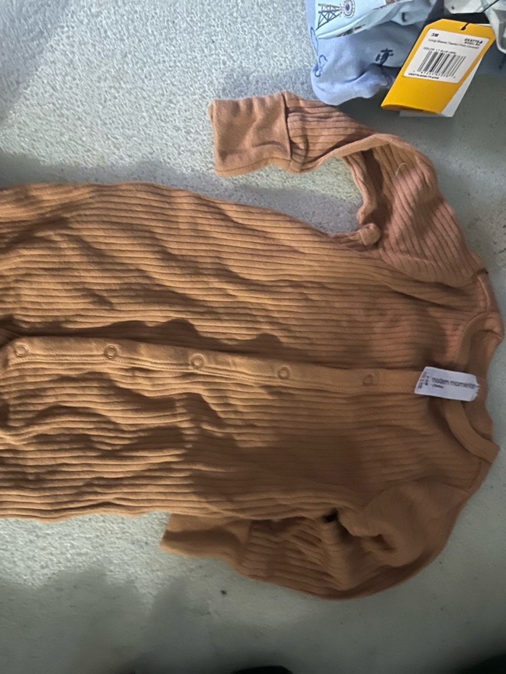 Ribbed Button-Front Baby One-Piece in Rust